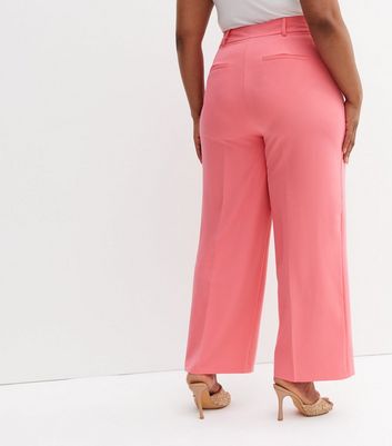 Pink High Tie Waist Trousers  New Look