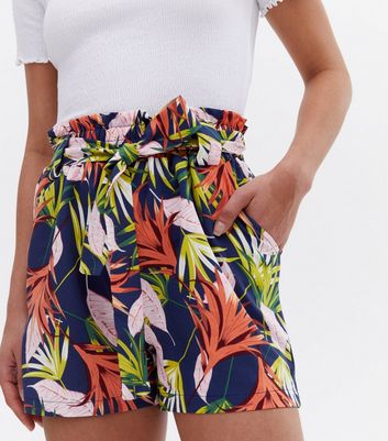 Pink Vanilla Navy Tropical Tie Waist 