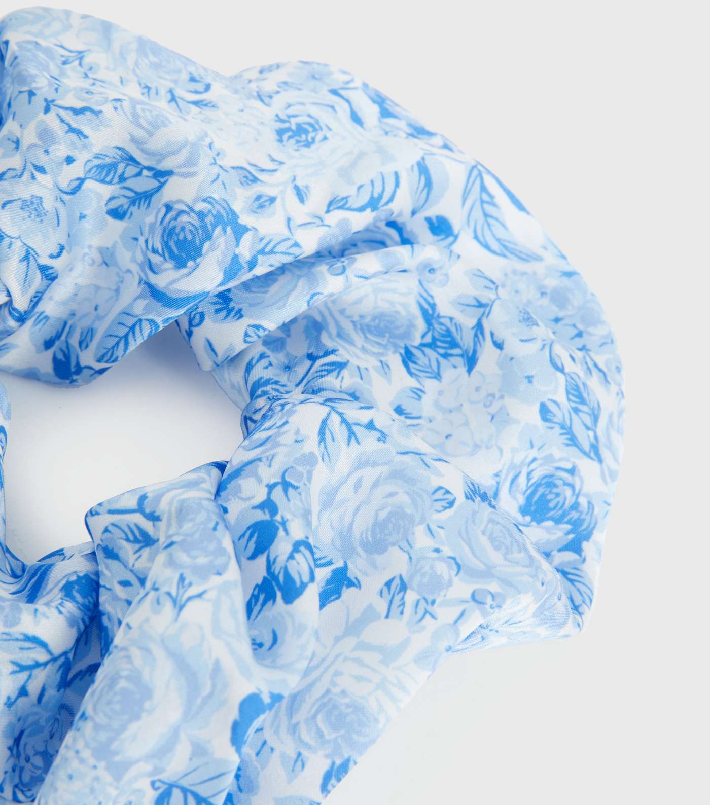 Pale Blue Floral Oversized Scrunchie Image 3