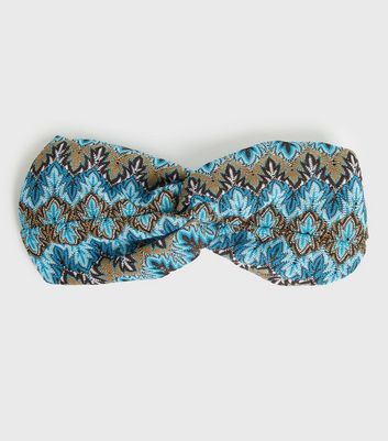Damen Accessoires Blue Abstract Crochet Twist Headband