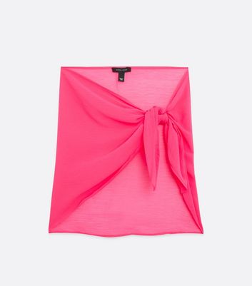 Click to view product details and reviews for Bright Pink Tie Front Sarong New Look.