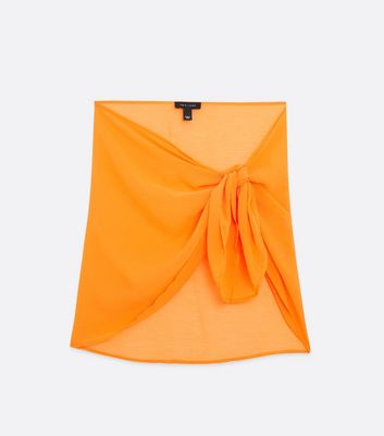 Click to view product details and reviews for Bright Orange Tie Front Sarong New Look.