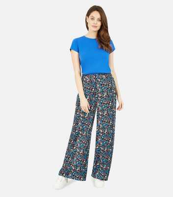 Yumi Blue Floral Wide Leg Trousers
