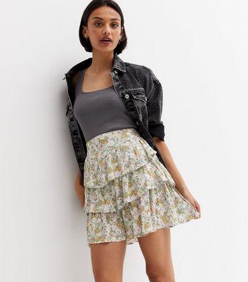 Floral tiered shop mini skirt