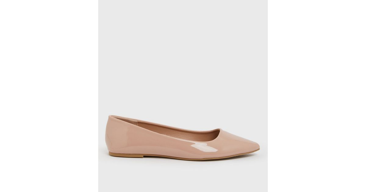 Pale Pink Patent Pointed Ballet Pumps New Look