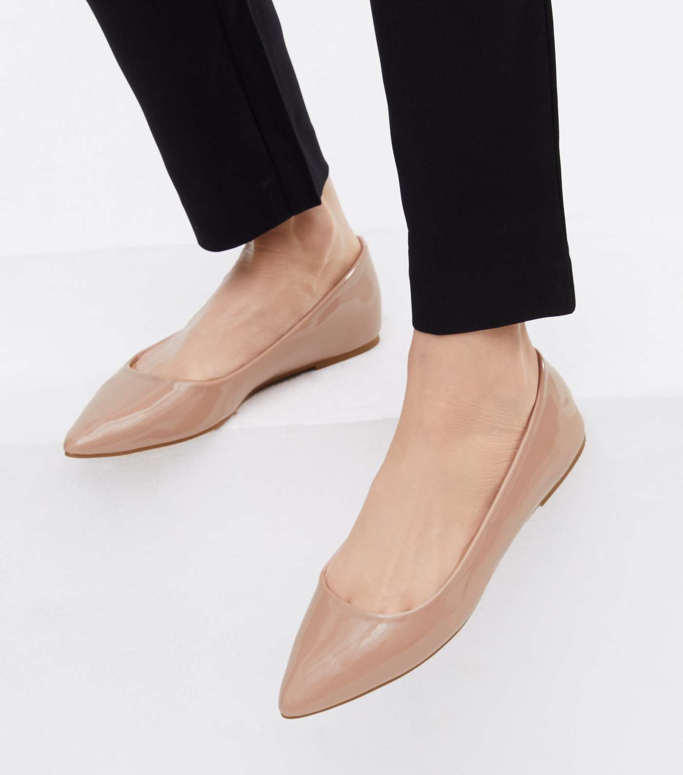 Pale Pink Patent Pointed Ballet Pumps Image 2