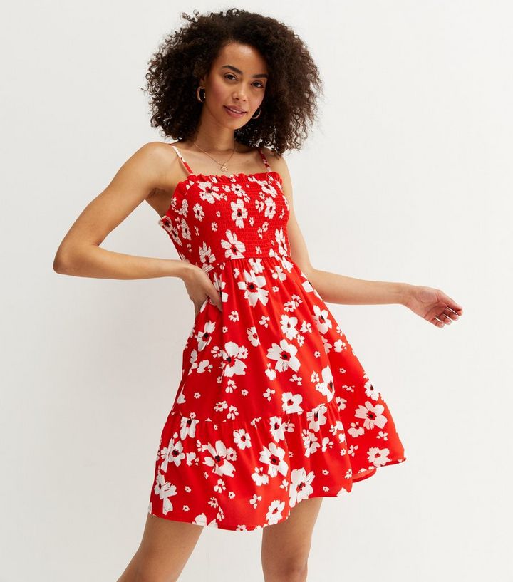 In The Garden Red Floral Print Skater Dress | atelier-yuwa.ciao.jp