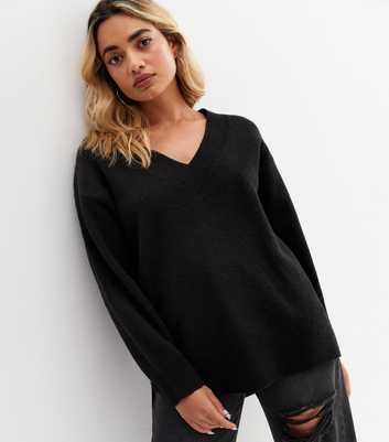 Petite Black V Neck Jumper