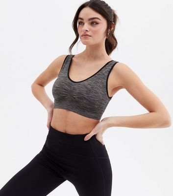 Only Play Dark Grey Crop Sports Top New Look