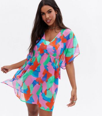 Multicoloured Abstract Beach Kaftan 
