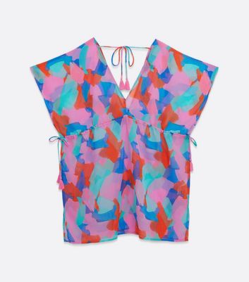 Multicoloured Abstract Beach Kaftan New Look