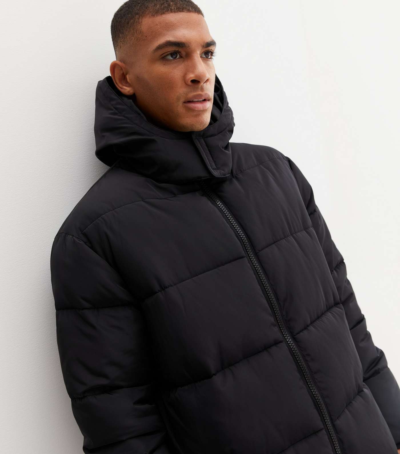 Black Hooded Long Puffer Jacket | New Look