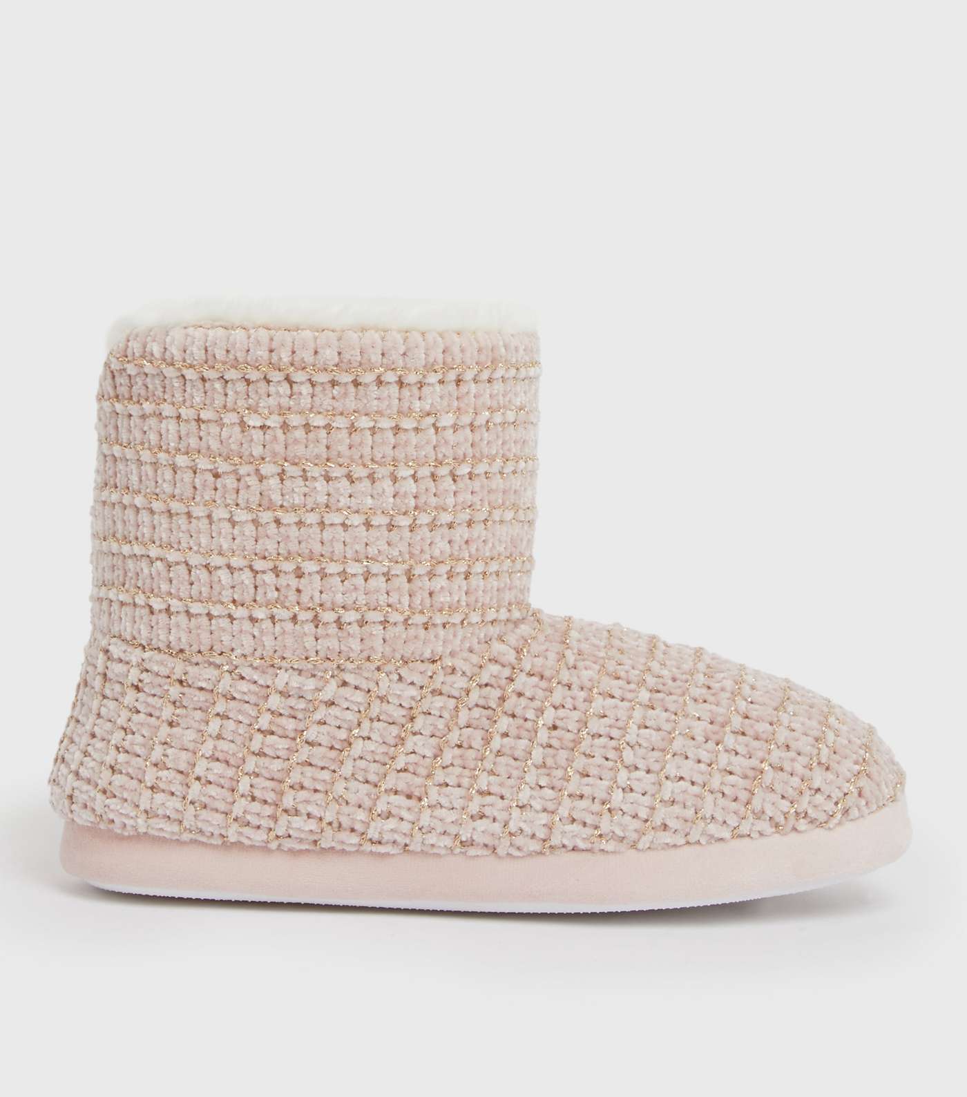 Pink Chenille Slipper Boots