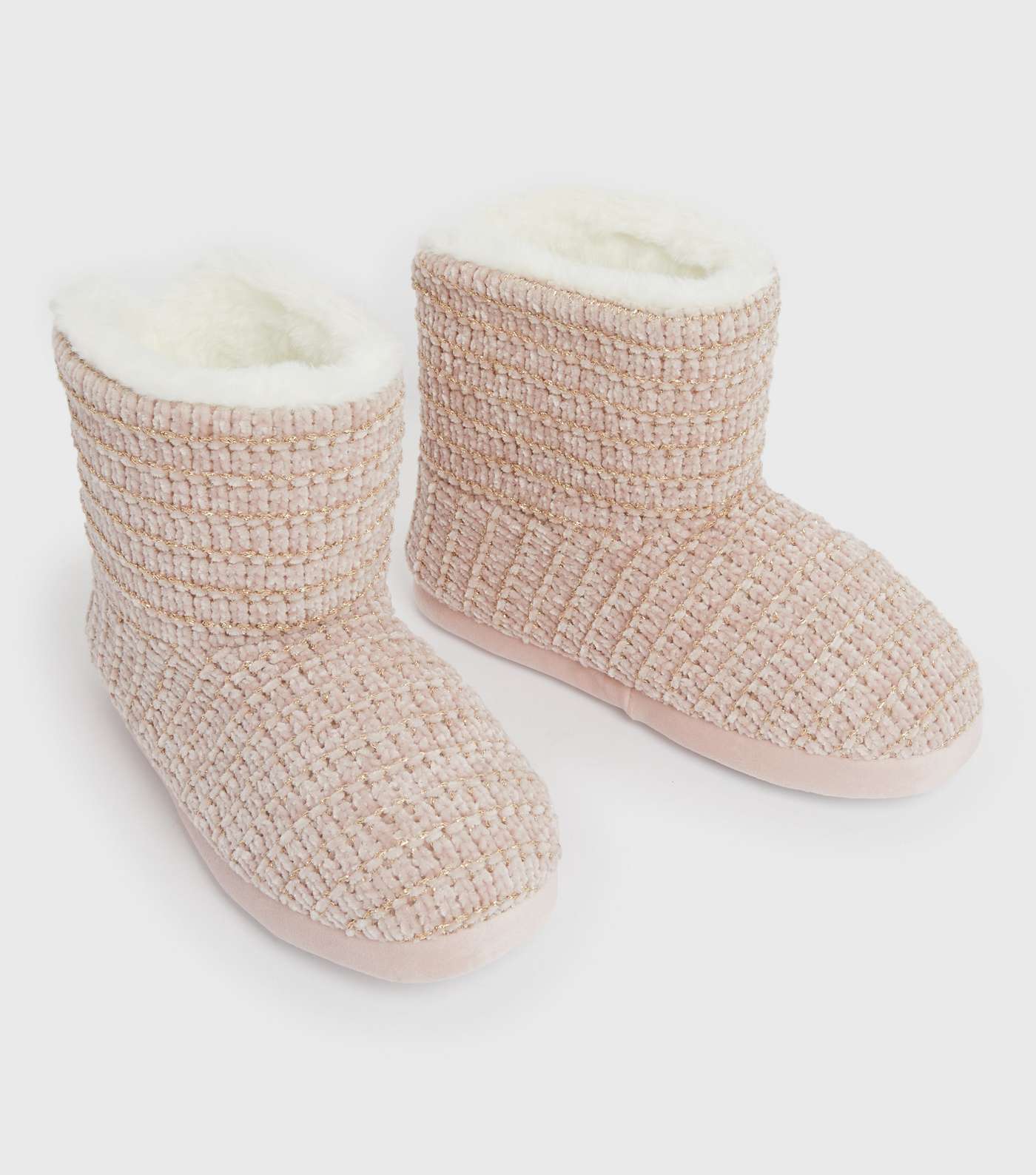 Pink Chenille Slipper Boots Image 3