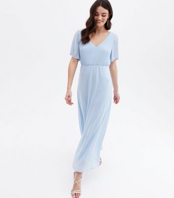 Light blue store flutter sleeve dress