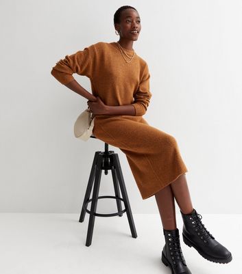 Rust long hot sale sleeve dress