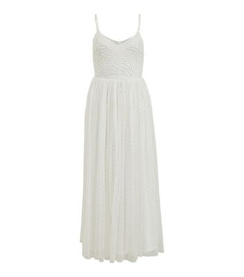 Vila White Faux Peal Embellished Maxi Dress New Look