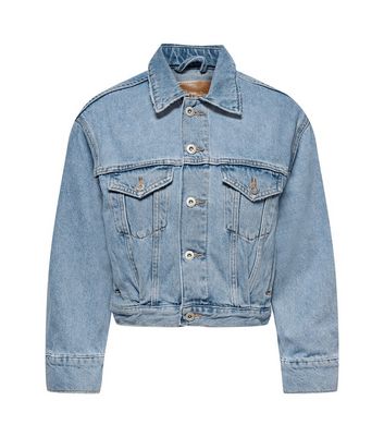 Only Pale Blue Denim Crop Jacket New Look