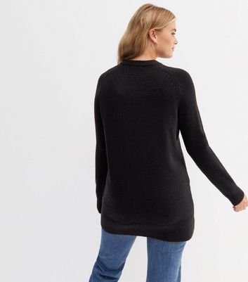 Tall Black Crew Neck Long Jumper New Look