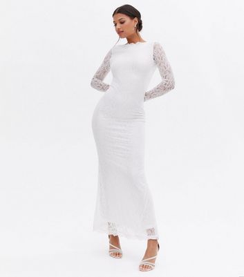 VILA White Lace Deep Back Maxi Dress 