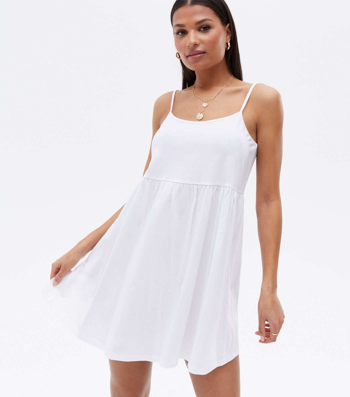 White Jersey Strappy Mini Dress