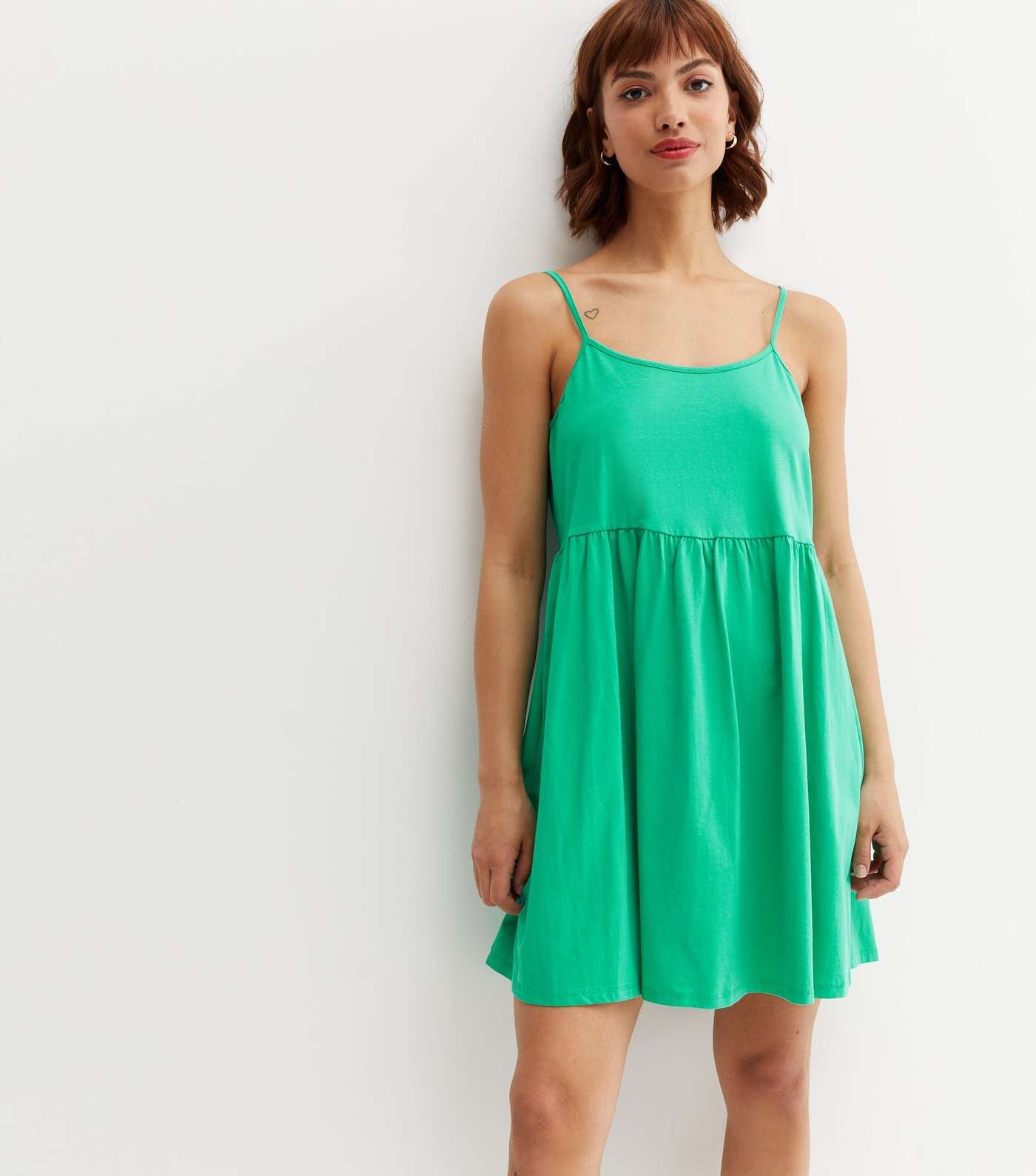 Green Jersey Strappy Mini Dress