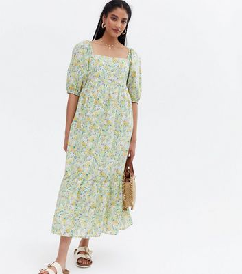 Square neck floral sales midi dress