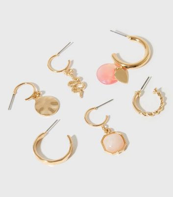 Damen Accessoires 6 Pack Gold Mixed Charm Hoop Earrings Damen Accessoires 6 Pack Gold Mixed Charm Hoop Earrings