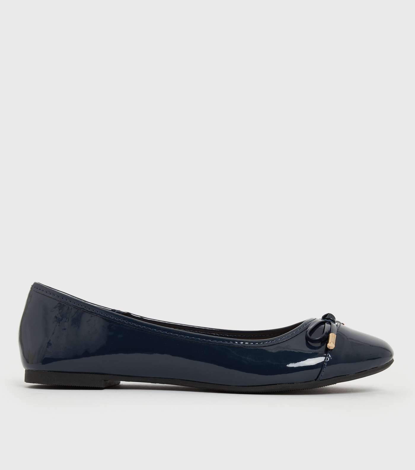 Navy Patent Bow Front Ballet Pumps