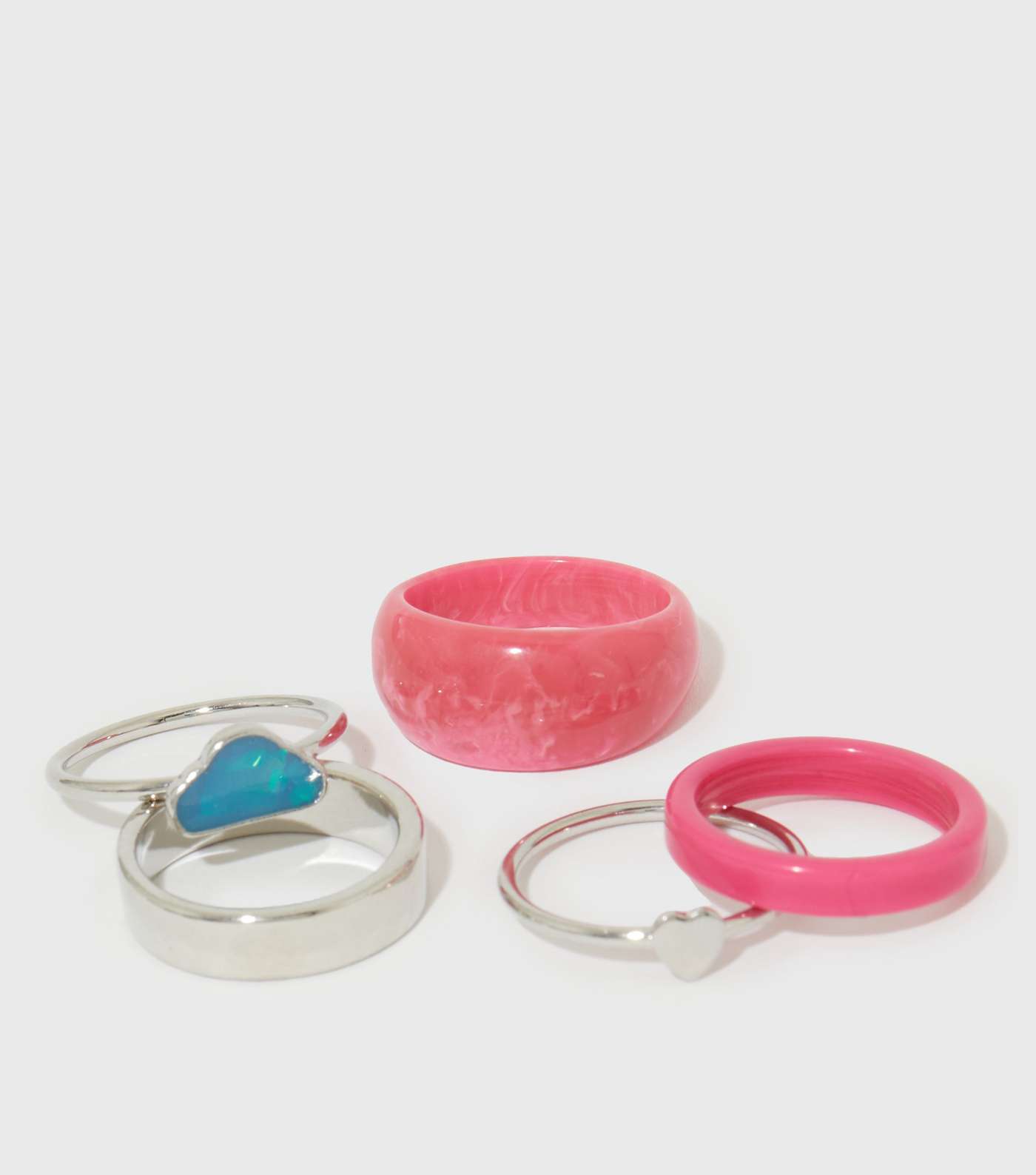 5 Pack Pink and Silver Cloud Rings Image 3