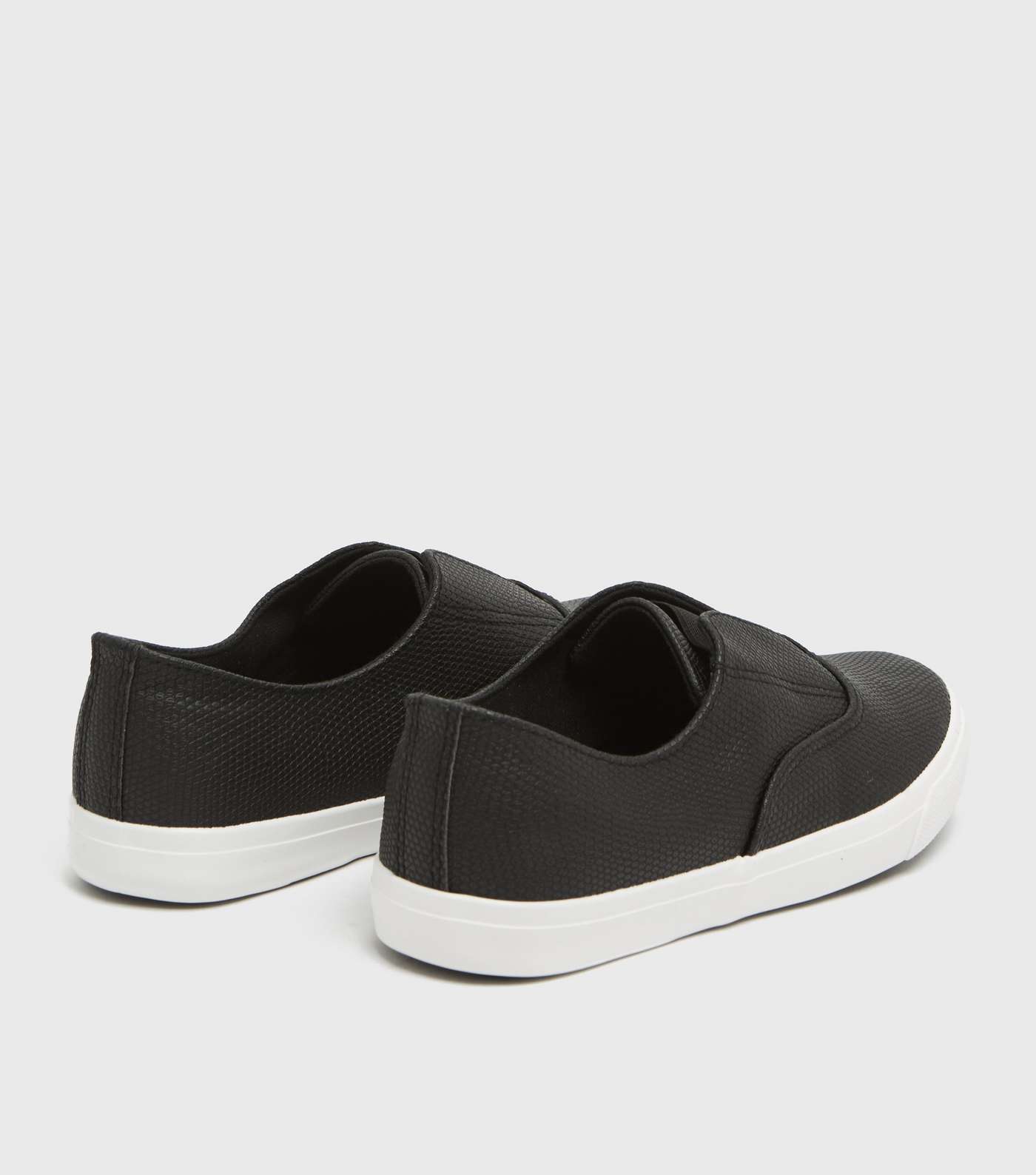 Wide Fit Black Faux Snake Slip On Trainers Image 4