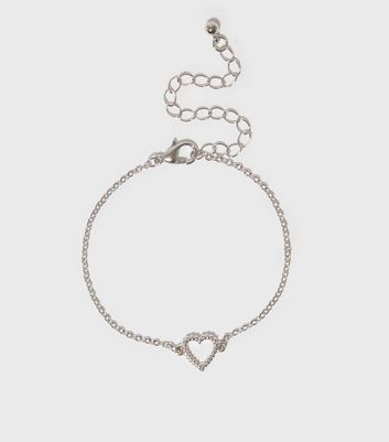 Damen Accessoires Silver Textured Heart Bracelet