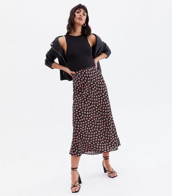 Black polka dot skirt new outlet look