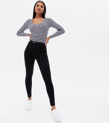 Black High Waist Tailored Trousers  New Look