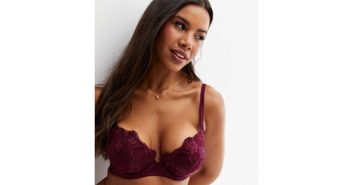 Buy DressBerry Burgundy Lace Non Wired Non Padded Everyday Bra DB