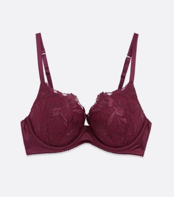 Auden Bra 34B Burgundy Red Floral Lace Womens Lingerie Racerback Push Up  Size undefined - $14 - From Alexis