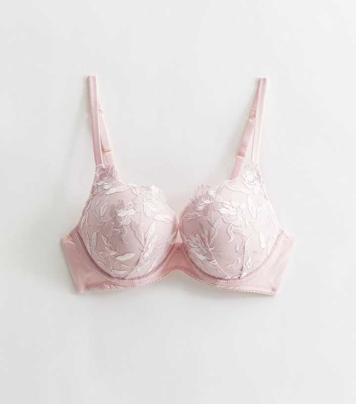 Pink Floral Lace Boost Bra