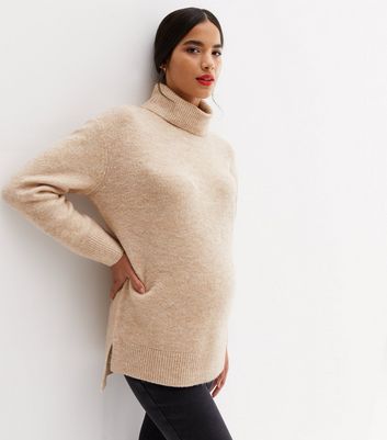 womens cream polo neck jumper