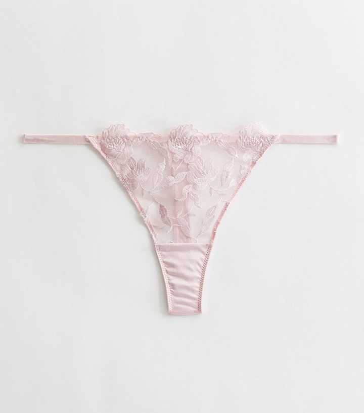 Pink Floral Lace Thong