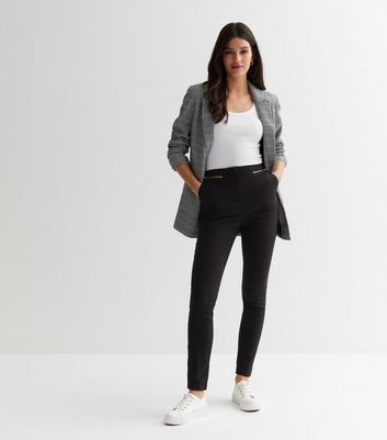 Black Zip Slim Leg Trousers | New Look