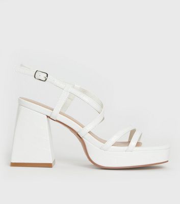 platform white strappy sandals