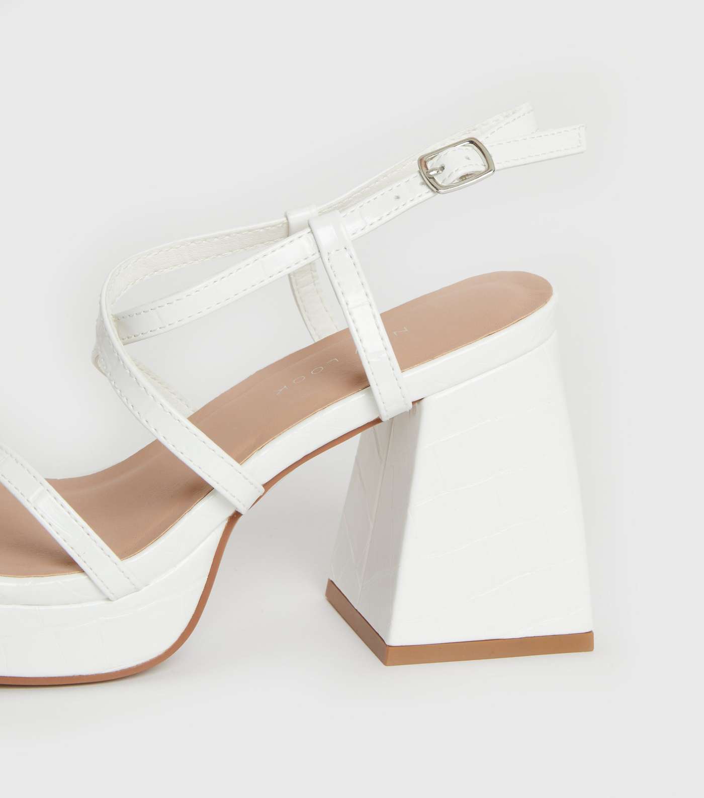 White Strappy Block Heel Platform Sandals Image 4