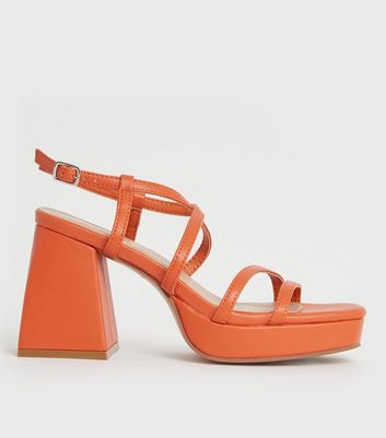 Orange Harley Clear Lace Up Block Heels: Don't miss them on Your Next Shoes!  | Sandálias elegantes, Sapatos, Sapatos lindos