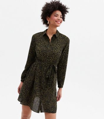 new look khaki animal print dress