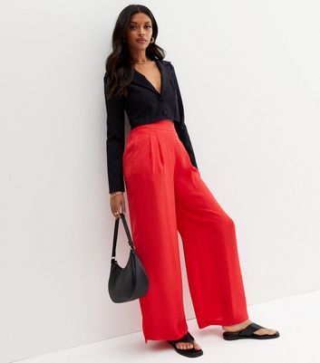 Buy Red Womens High Waist Trousers Wide Leg Pants for Women Online in  India  Etsy