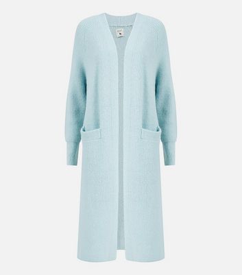 Yumi Pale Blue Soft Touch Knit Midi Cardigan New Look