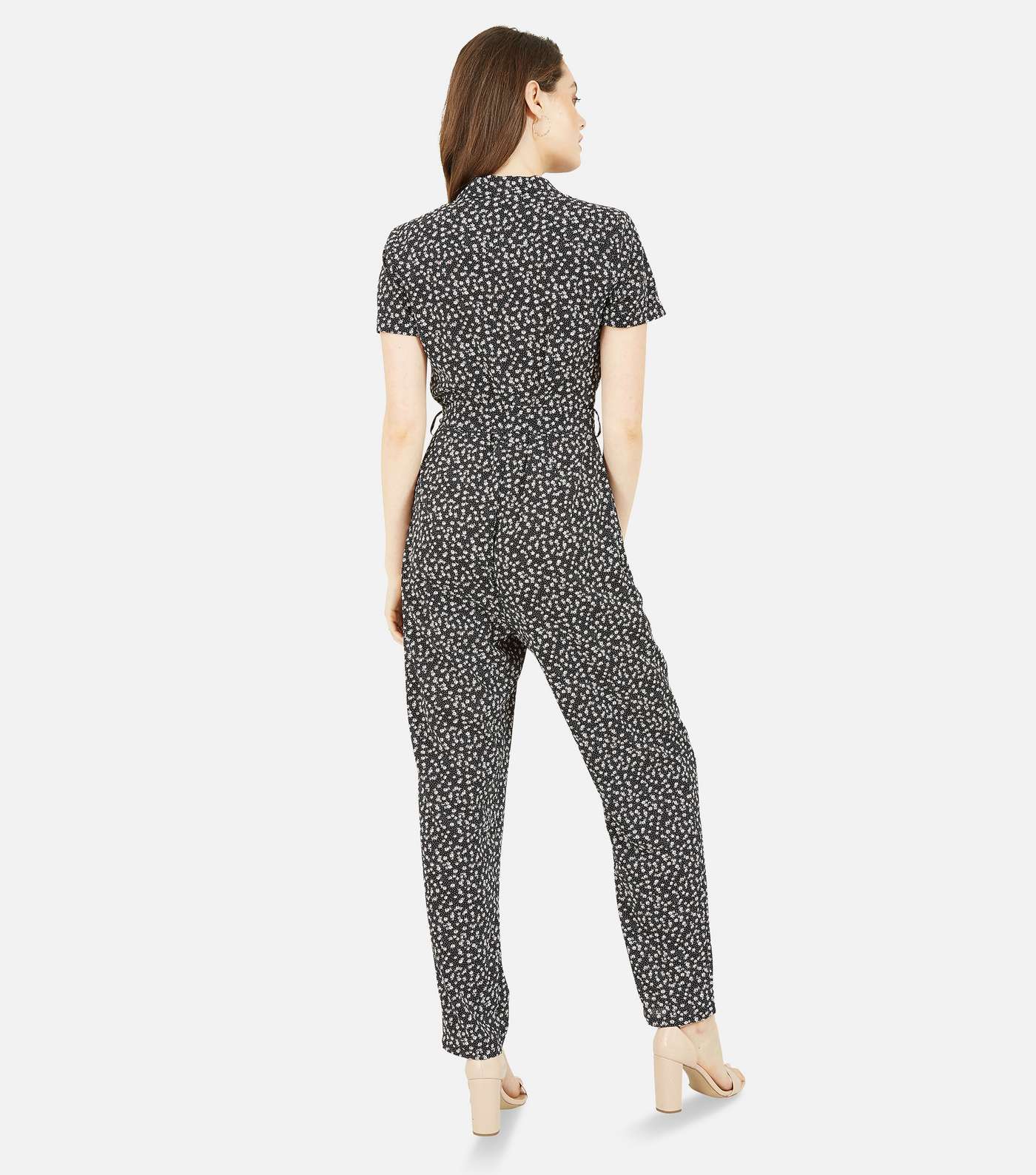 Yumi Black Ditsy Floral Belted Jumpsuit Image 3
