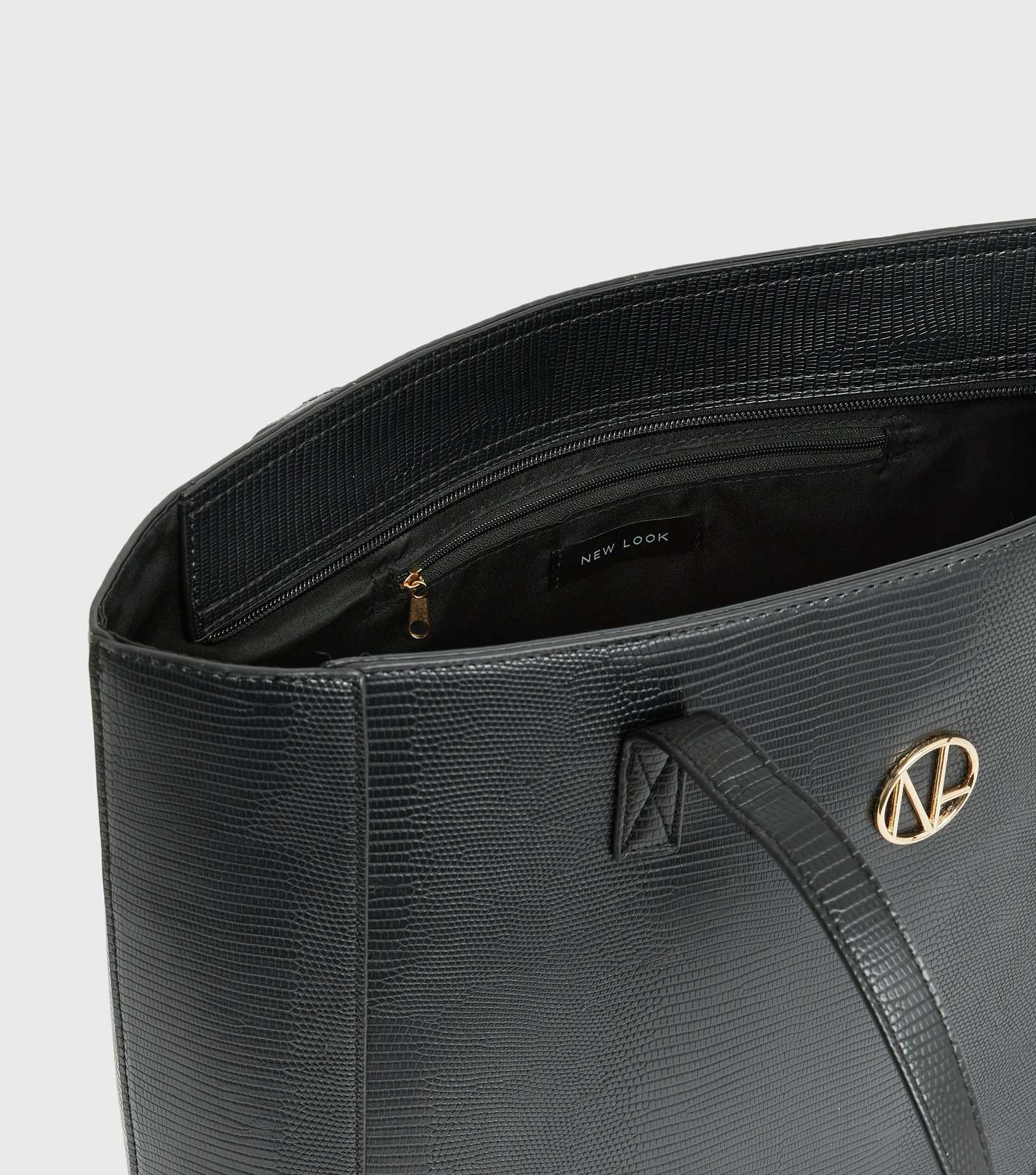 Black Leather-Look Logo Tote Bag Image 4