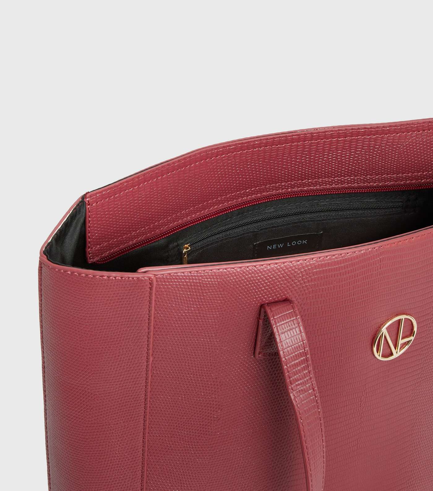 Dark Red Leather-Look Logo Tote Bag Image 4