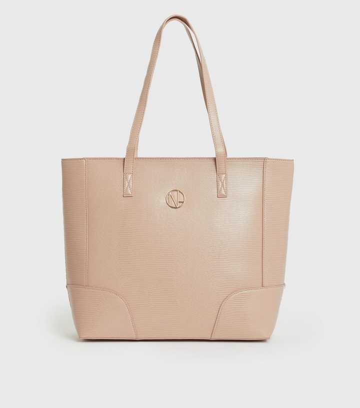 Pale Pink Leather-Look Tote Bag